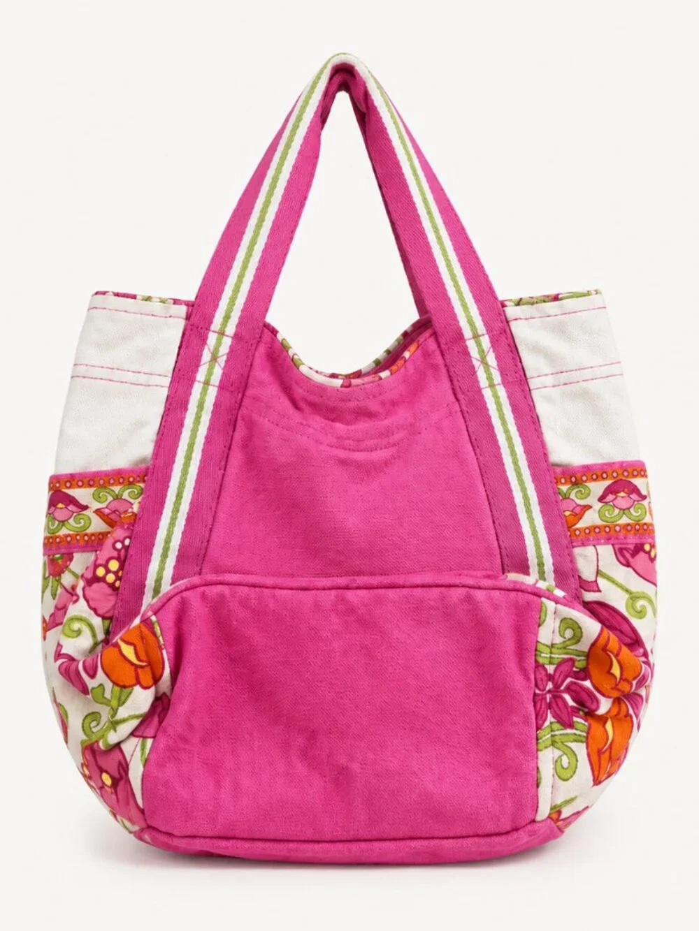 Vera Bradley Jazzy Blooms Colorblock Tote Pink Floral Canvas Prep Retired Print